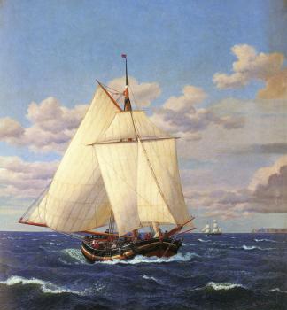 Christoffer Wilhelm Eckersberg : En Dansk Yacht Passerer Stevns